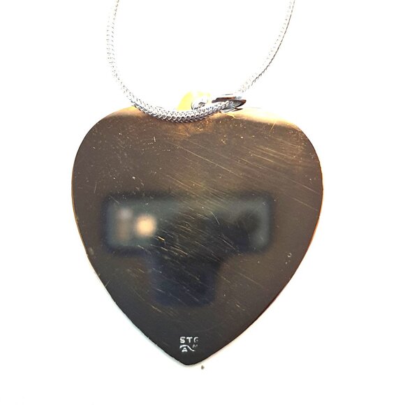 1.25’’ Vintage Sterling Silver Minimalist Heart Pendant with New 22" Chain - Picture 6 of 10